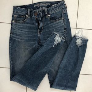 American Eagle Ripped Ankle Skinny Jeans